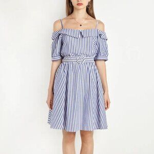 Pixie Market Alice Off The Shoulder Stripe Dress Size Small GUC